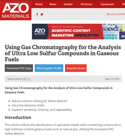 Using Gas Chromatography for the Analysis of Ultra Low Sulfur Compounds in Gaseous Fuels